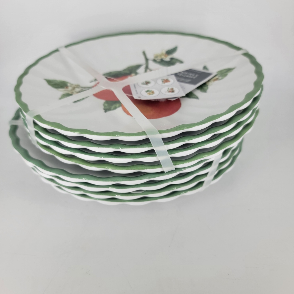 The‎ Farmhouse by Rachel Ashwell Set of 8 Melamine 8" Scalloped Salad Plates NEW - Picture 2 of 10